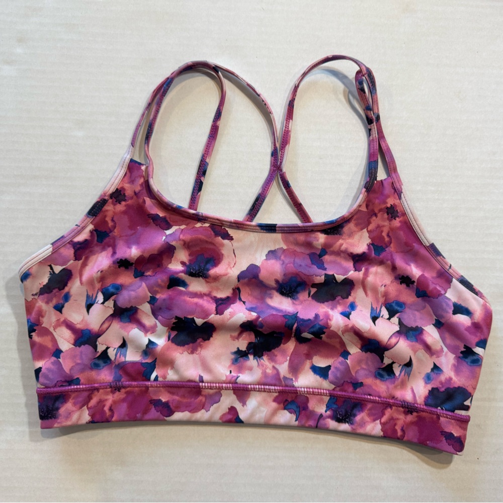 GAIAM Pink and Purple Floral Sports Bra